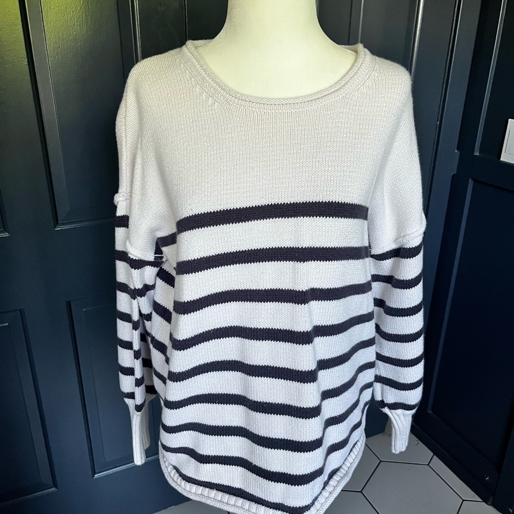 Madewell Navy and White Sweater